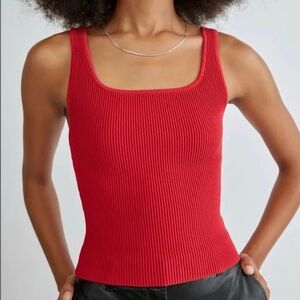 Babaton Red Sculpt Knit Tank Top